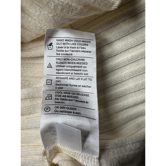 Vince Sweater Womens Large Cream Ribbed Mock Neck Sleeveless Pullover Top New - Picture 6 of 8